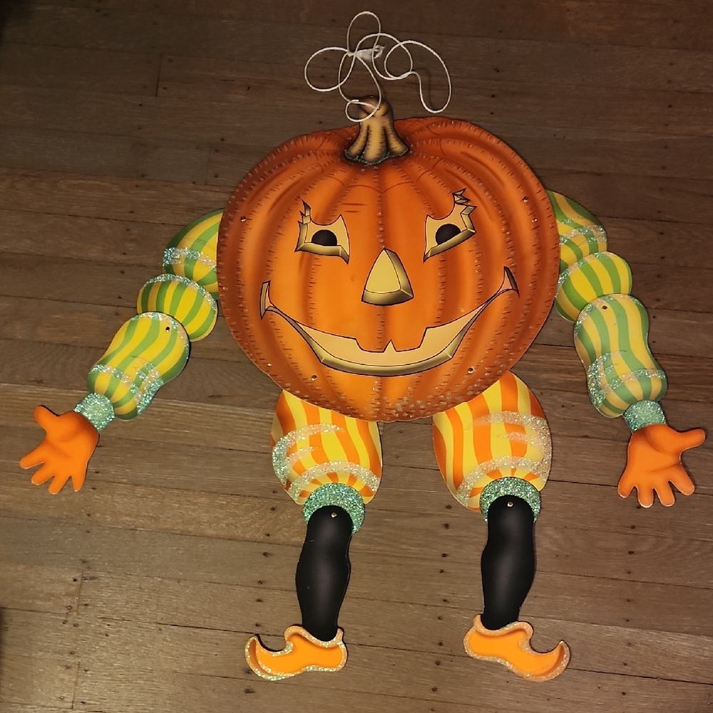 Pumpkin Christopher Radko  Jointed Goblin Posable Shiney Brite VTG 2001Halloween